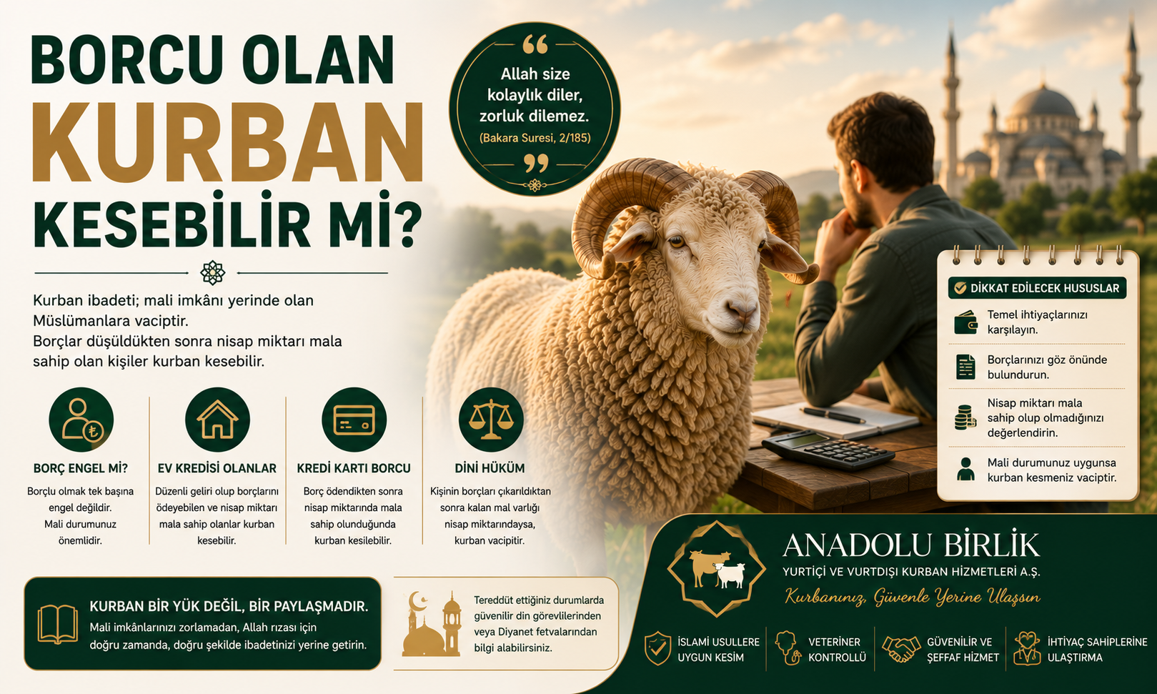 Borcu Olan Kurban Kesebilir mi? Dinen Kurban Kesmek Kimlere Vaciptir?