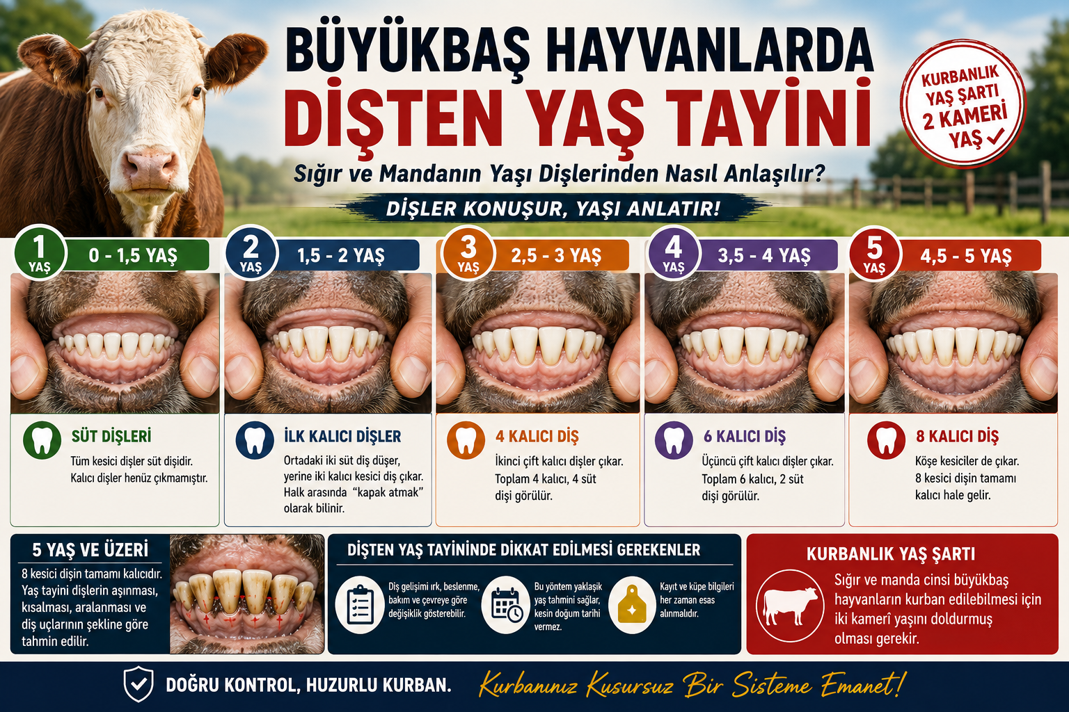 Büyükbaş Hayvanlarda Dişten Yaş Tayini Nasıl Yapılır? Sığır ve Mandanın Yaşı Nasıl Anlaşılır?