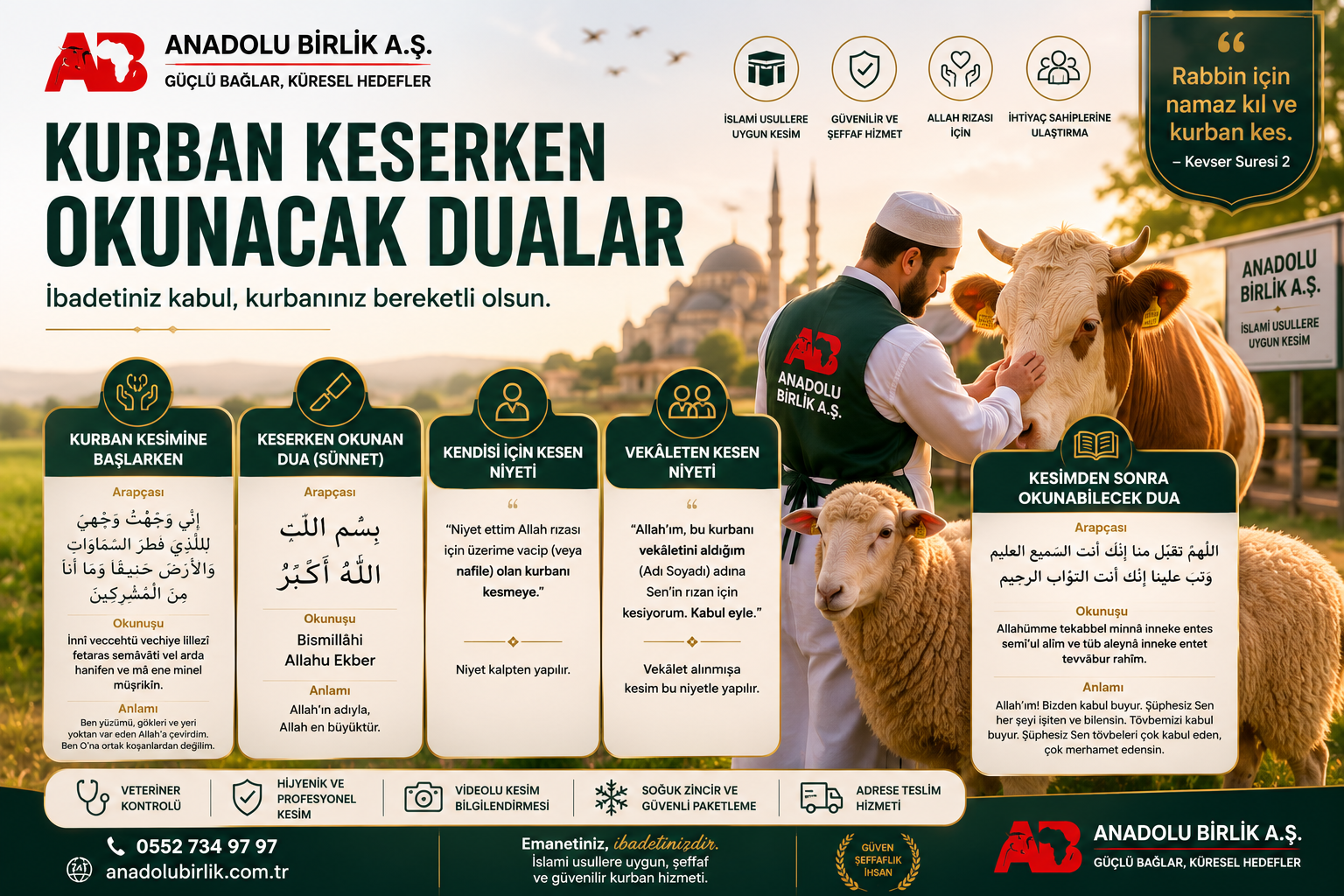 Kurban Keserken Okunacak Dua, Niyet ve Vekâlet Duası